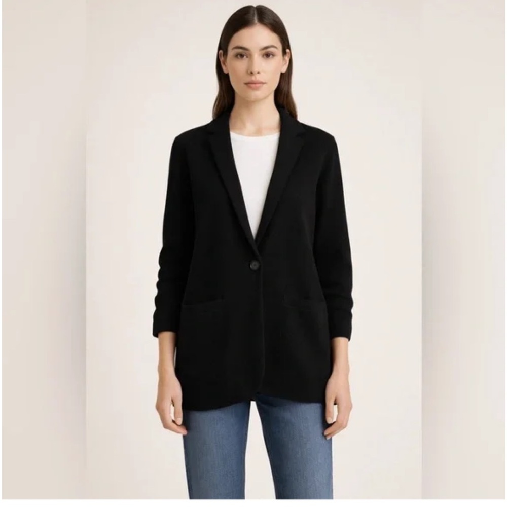 J. Crew Cecile Black Sweater Blazer Knit Jacket XS Business Casual Work